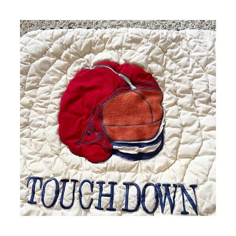 The Company Store Kids Football Pillow Shams Square Touchdown Blue Plaid 15